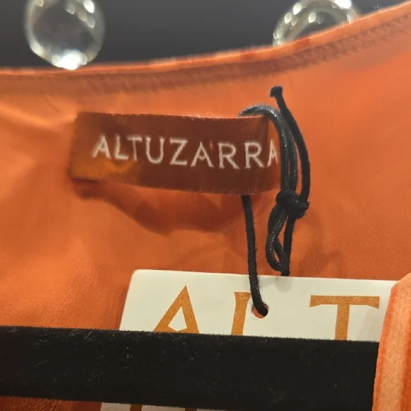 Altuzarra Picotee Orange Checkered Midi Dress In Cayenne Canyon Clay Size 42 - Picture 2 of 16